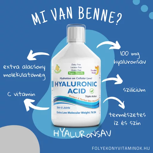 Swedish Nutra Hyaluronsav - vegán: glutén-, laktózmentes 500 ml 