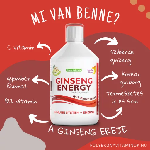 Swedish Nutra Ginseng Energy Gyömbér kivonattal 500ml - folyékony ginseng