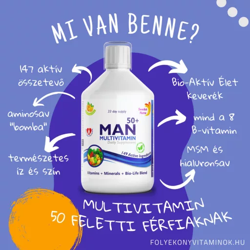 Swedish Nutra Man 50+ 500ml - folyékony multivitamin 50 feletti férfiaknak
