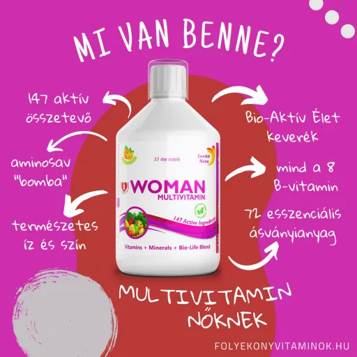 Swedish Nutra Woman 50+ 500ml - folyékony multivitamin 50 feletti nőknek
