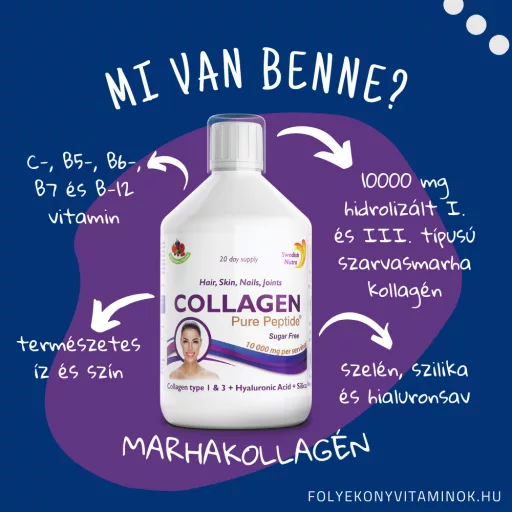 Swedish Nutra Cukormentes Marhakollagén 500 ml - folyékony marhakollagén