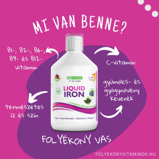 Swedish Nutra Vas + B-vitamin komplex acai és áfonya kivonattal 500ML - folyékony vas